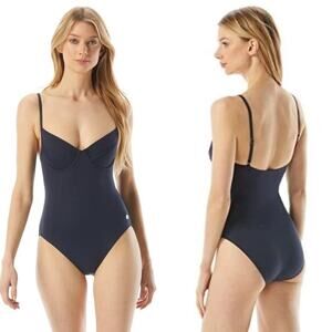 Michael Kors Underwire One-Piece Swimsuit New Navy MM2J023 Women's US 8 NWT